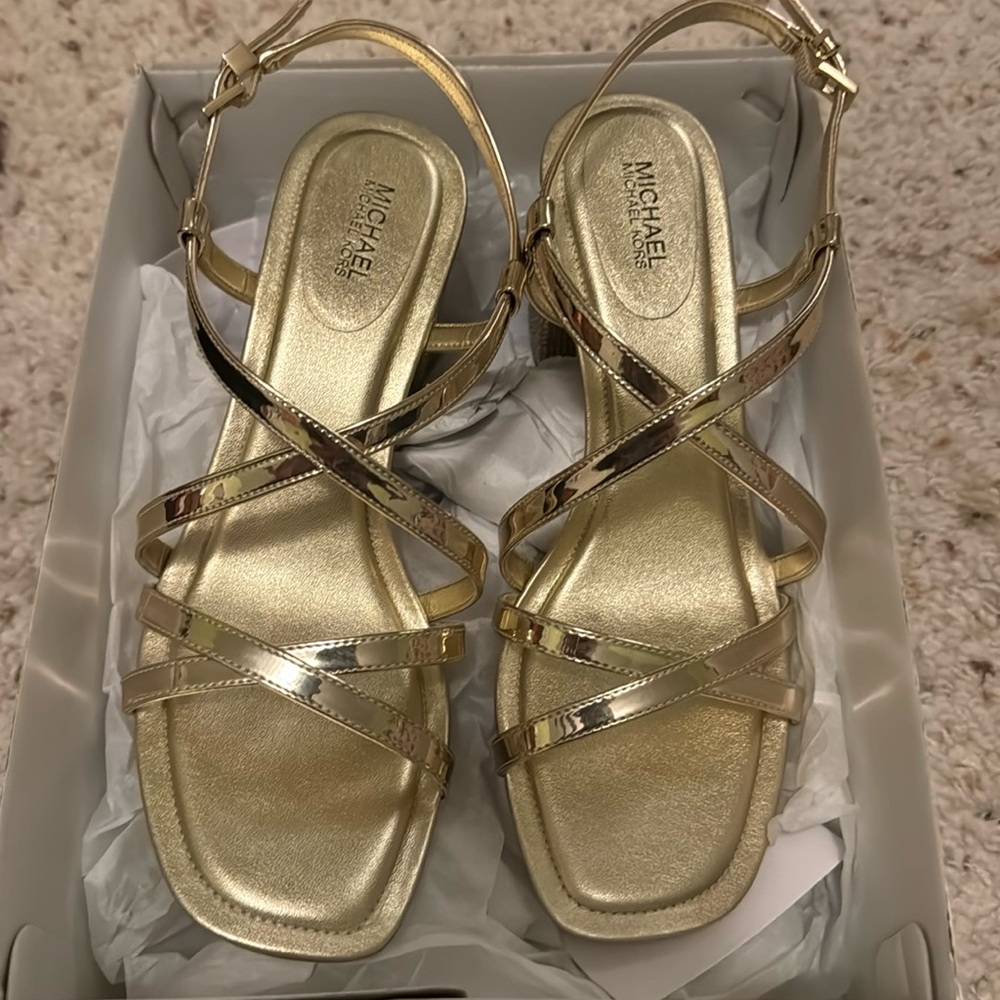 Michael Kors held sandal metallic faux leather